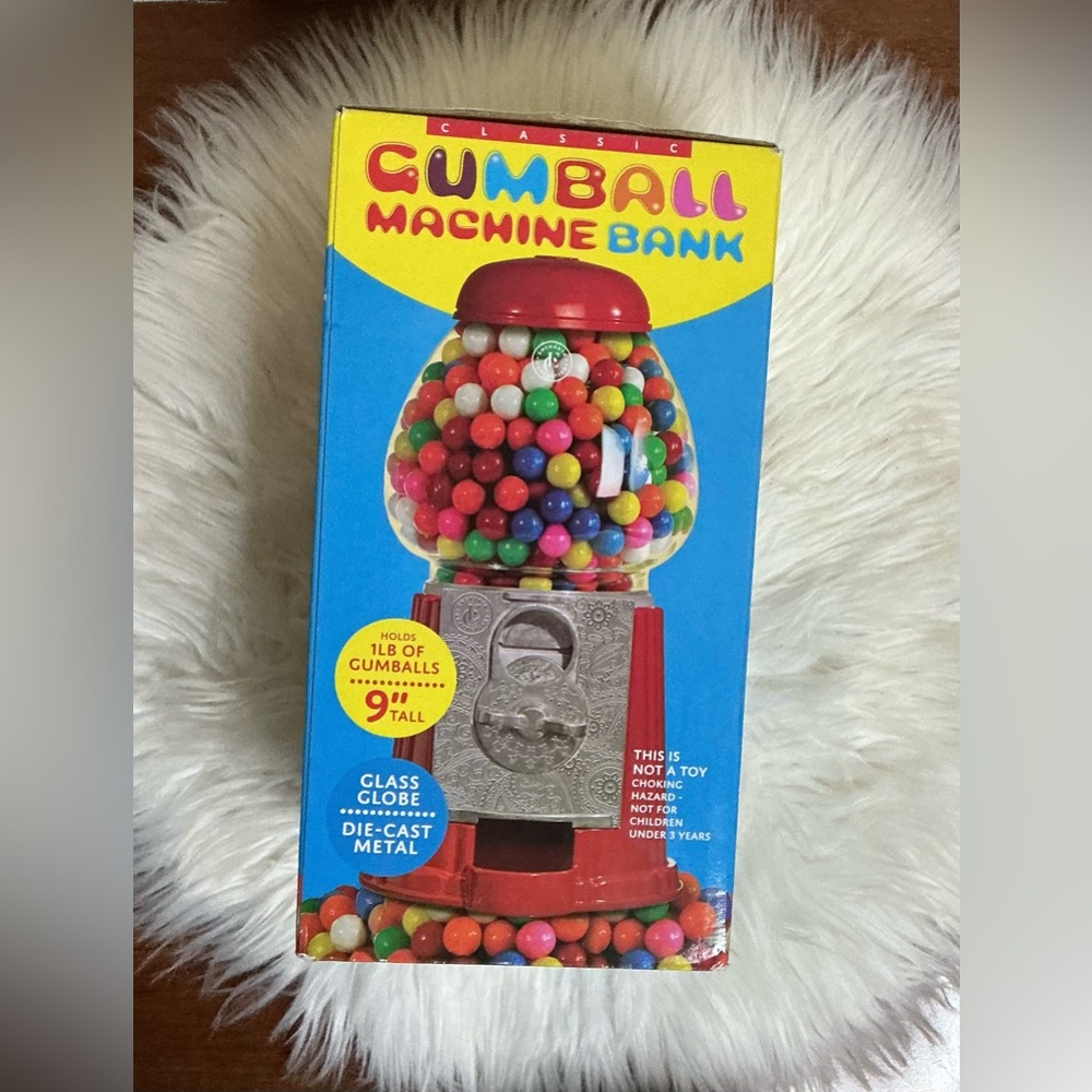 Classic Carousel Gumball Machine Bank 9" Die cast Metal Glass Globe, New In Box